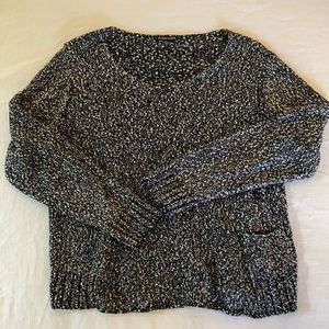 Eileen Fisher Black White Textured Cropped Sweater